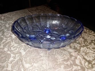 Vintage Blue Oval Bowl