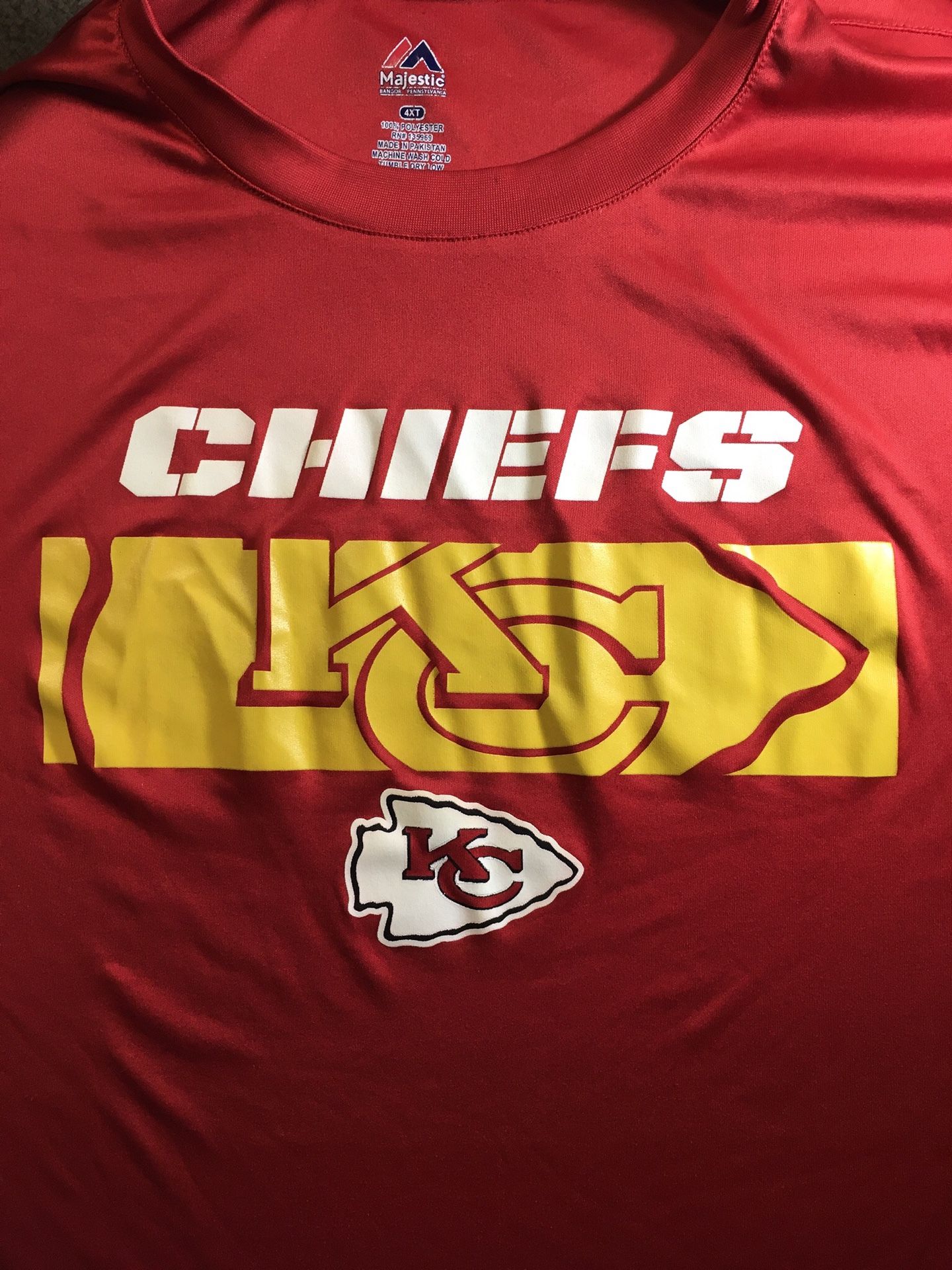 Kansas City Chiefs NFL Majestic Men's Big & Tall Red 4XT short sl T-Shirt