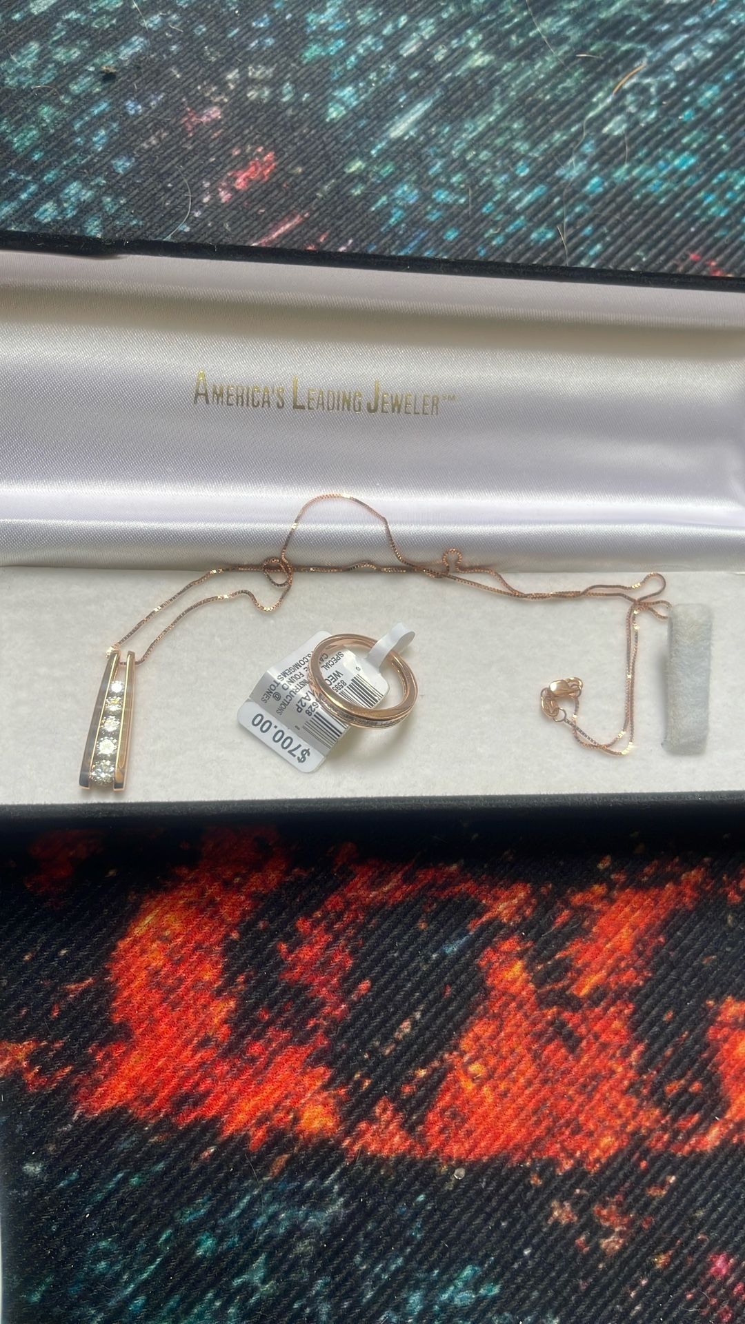 Effy 14k Rose Gold Necklace with matching Engagment Band
