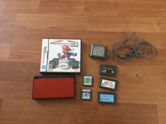 Red Nintendo DS Lite with 6 Games