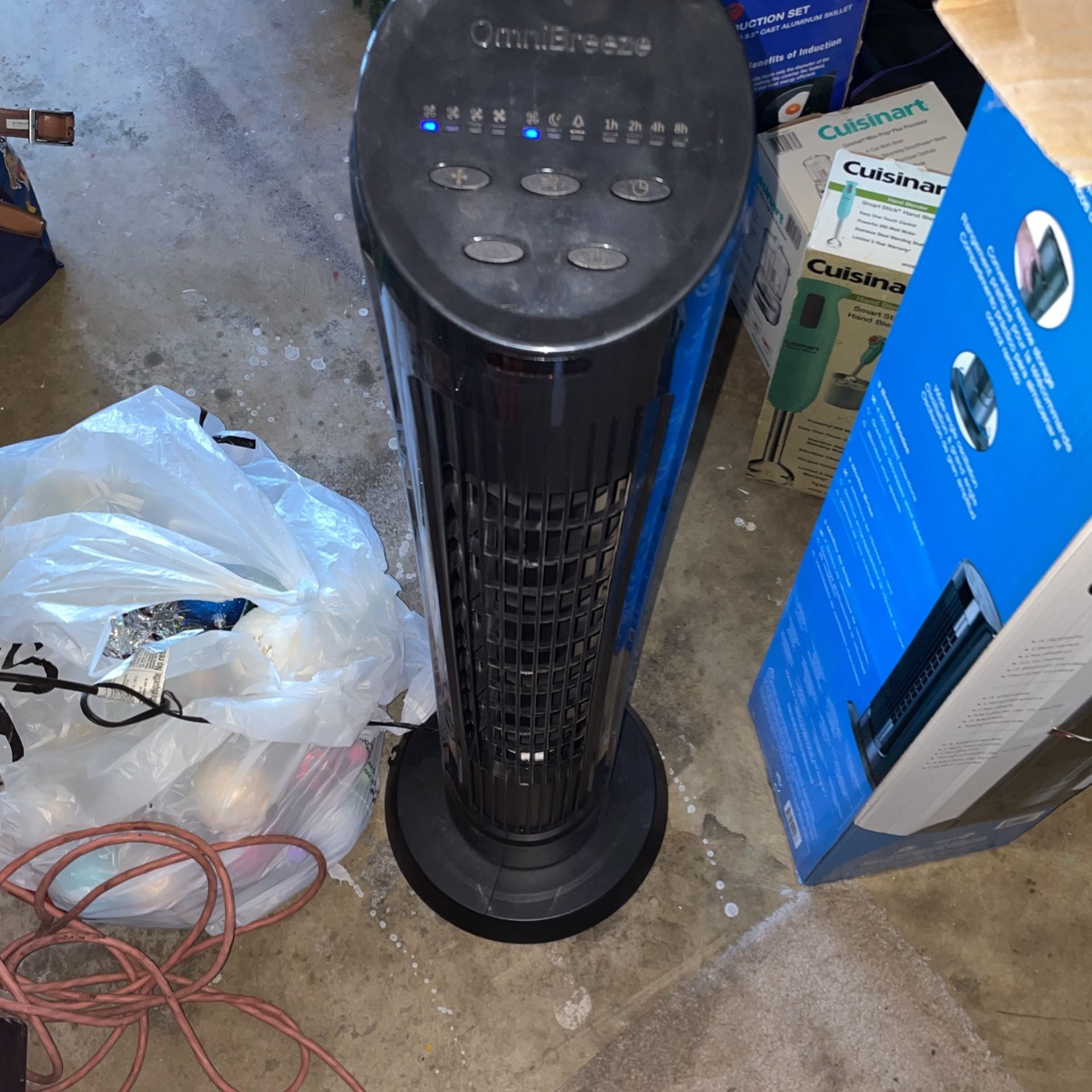 Used OmniBreeze Tower Fan with Remote 4 Speeds 3 Breeze Modes, Widespread Oscillation