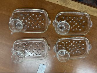 Vintage 1950's Hazel Atlas Teardrop Glass 8 Piece Snack Set
