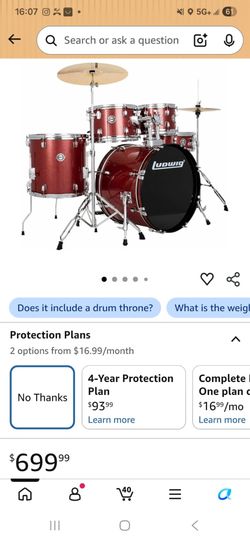 Ludwig Accent Drive 5-Pc Drum Set, Red