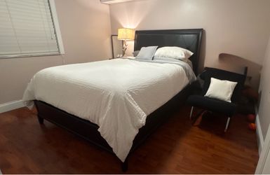 Queen Bed Frame with Tufted Headboard — $250 OBO