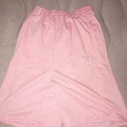Pink oversized streetwear shorts, size L