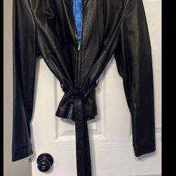 Women’s Belted Leather Jacket XL