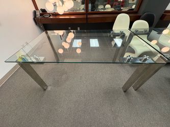 Roca Chrome and Glass Modern/Conference Dining Table - 3 Tables