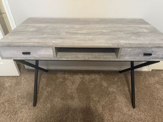 Gray Wood and Metal Writing Desk