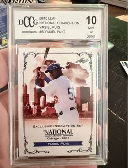 2013 Leaf National Sports Collectors Convention Yasiel Puig #5, graded BCCG 10 Mint