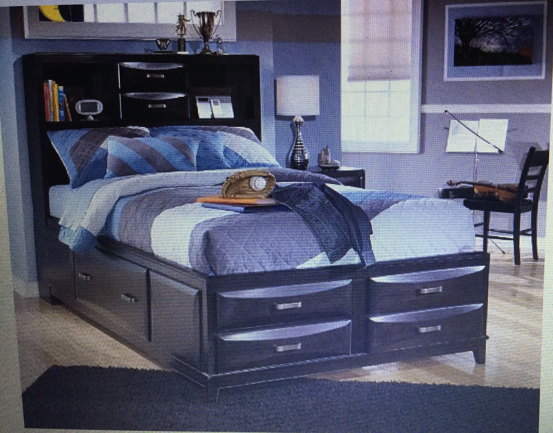 Full Size Captains Bed ( Pic taken from Ashley Furnitures Website-Bed is in Storage) Mattress and Box Spring NOT included