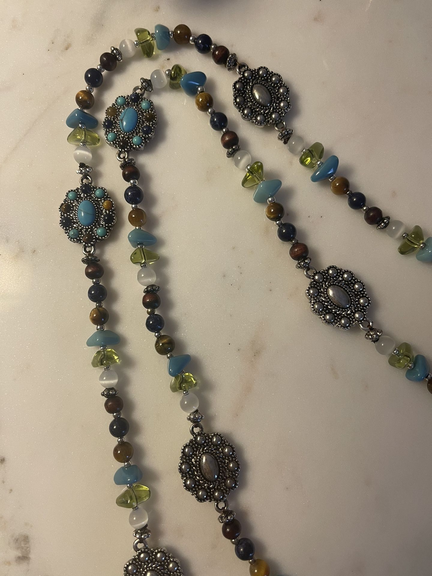 Chaps Necklace Turquoise And Colored Beads