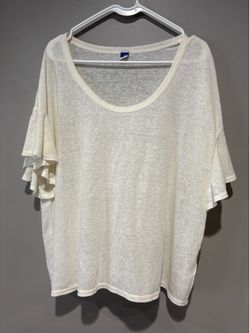 Old Navy Cream Linen Blend Ruffle Sleeve Top Size XL