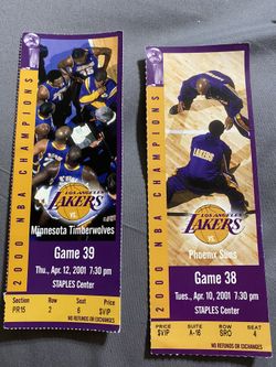 Kobe Bryant and o’neal on game ticket 38&39 2001