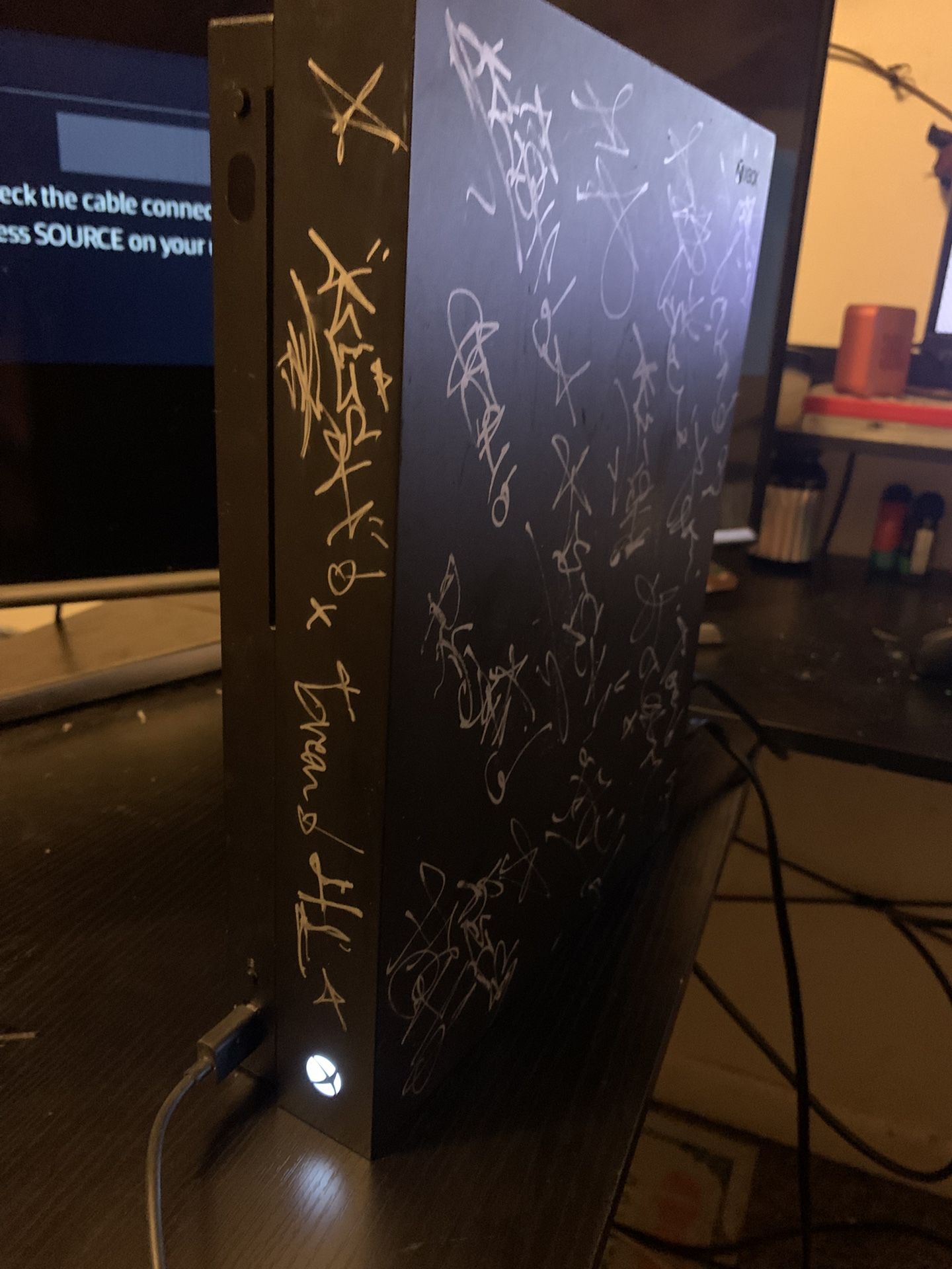Xbox one X with 2 controllers and games