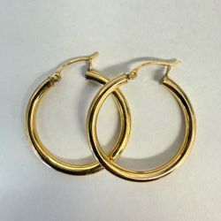 14K Gold Polished Hoops