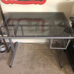 Glass Drafting Table w/ Wheels And Accessories