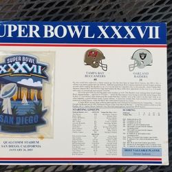 SUPER BOWL XXXVII PATCH AND CERTIFICATE 