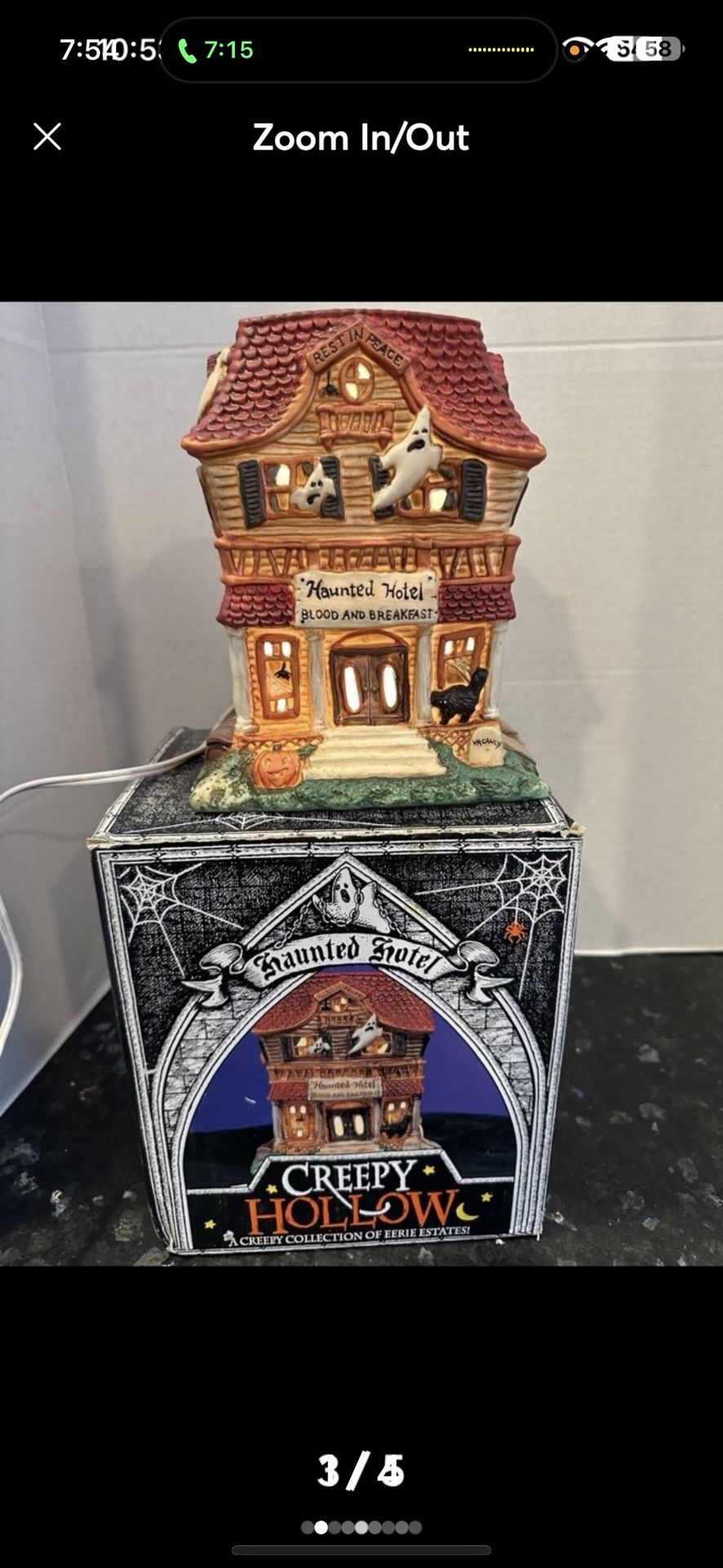 Lighted Halloween Creepy Hollow Village haunted hotel Haunted House Vintage
