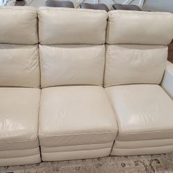 Ivory Faux Leather Reclining Couch