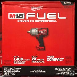 Milwaukee New 1/2” High Torque Impact Wrench 18M Fuel