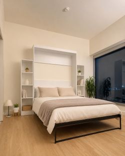 Signature Sleep Pinnacle Queen Murphy Bed, White and Walnut