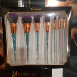 7pcs blue glitter makeup brush set