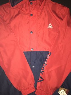 Reebok CrossFit navy blue and red zip up / button up