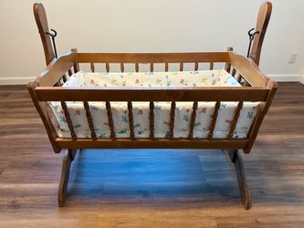 Vintage Wooden Baby Rocking Cradle