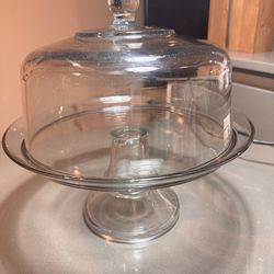 Glass Cake Stand with Dome Lid – $10