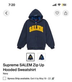 Supreme SALEM Zip Up Hooded Sweatshirt (SS26) Navy - L