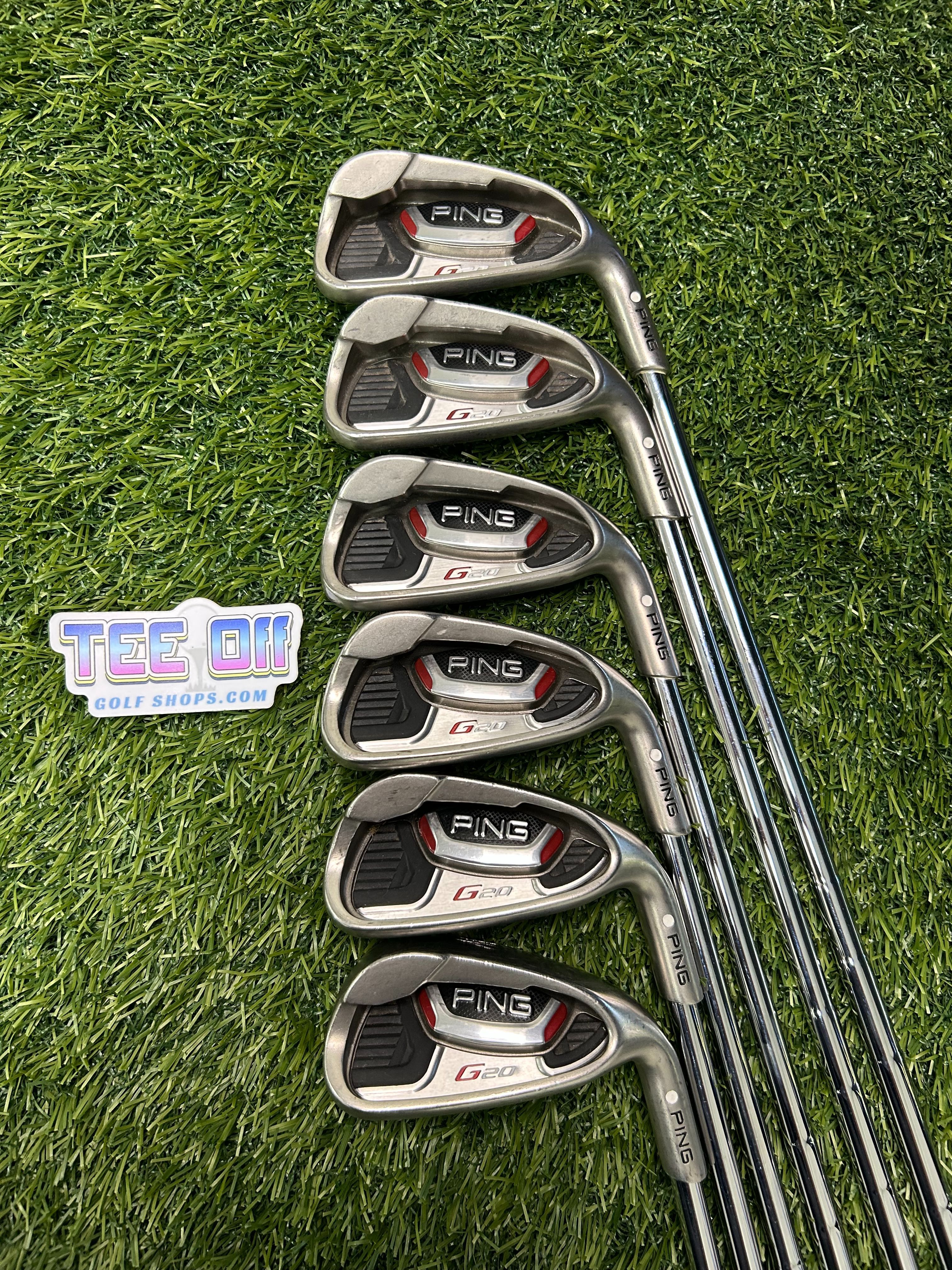 PING G20 White Dot Irons Set 5-PW Steel Stiff Flex GP Grips RH
