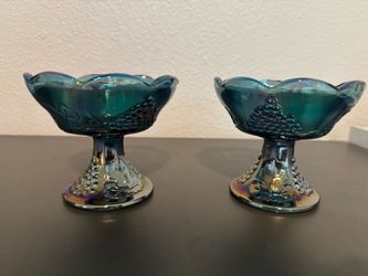 vintage carnival glass candlesticks
