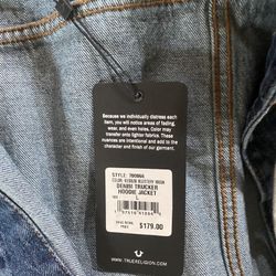 True Religion Denim Trucker Hoodie Jacket 