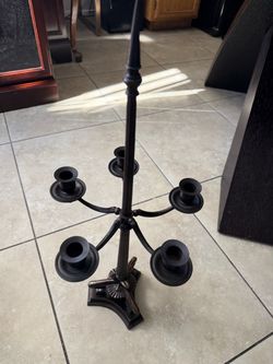 Vintage patinated brass 5-arm candelabra
