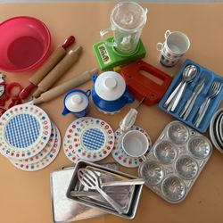 60+ Piece Child’s Kitchen Play Set - Bakeware, Utensils, MORE