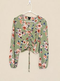 rue21 Floral Long Sleeve Crop Top, Size XL