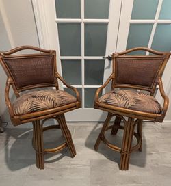 Alexander & Sheridan Serengeti Swivel Counter Stools Rattan & Cane