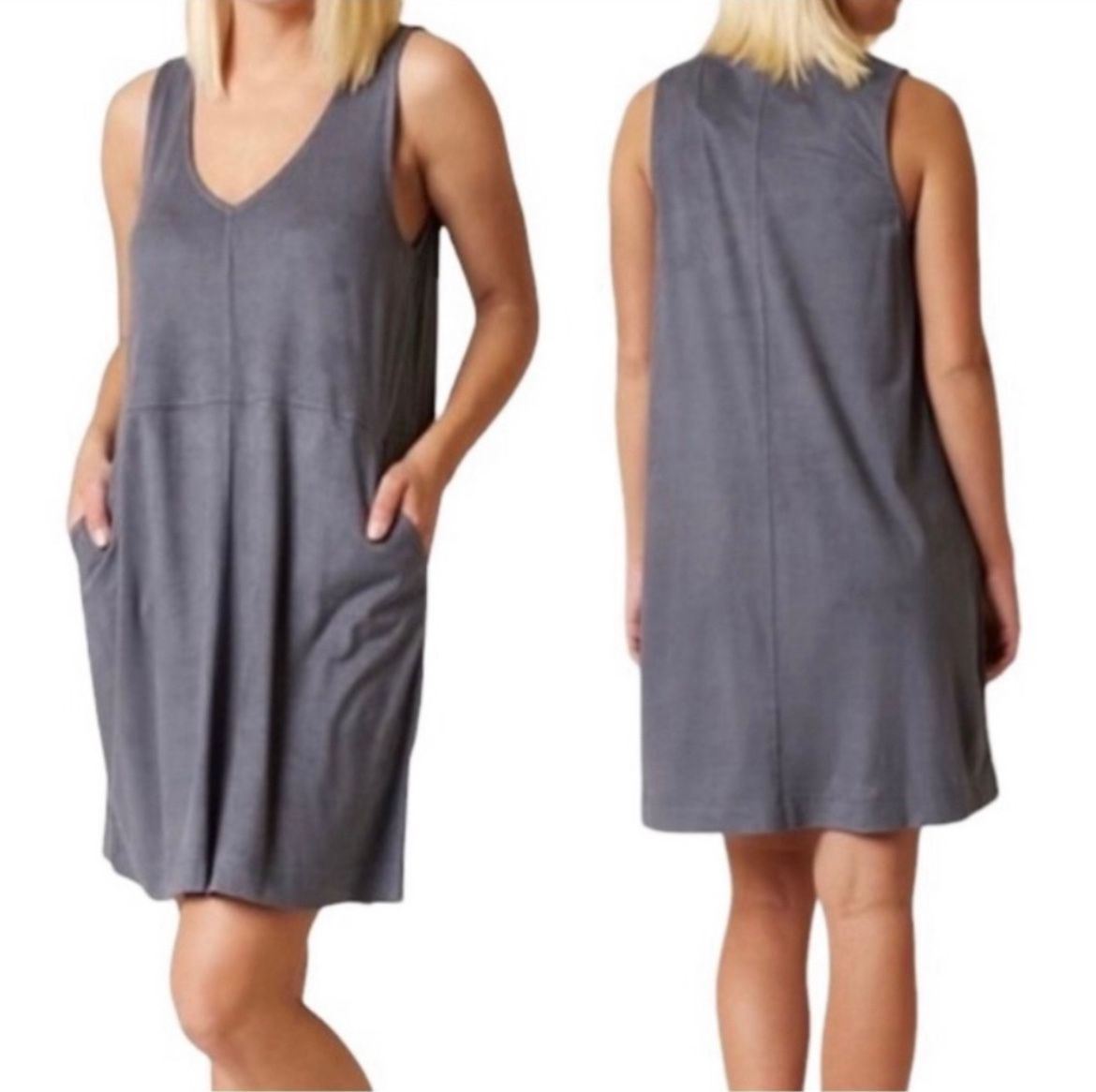 White Crow suede casual short dress with pockets sleeveless women’s Size Medium