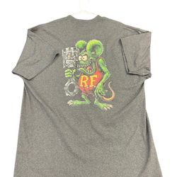 Brand new size 2 XL Rat Fink design front and back tshirt in color Dark heather 