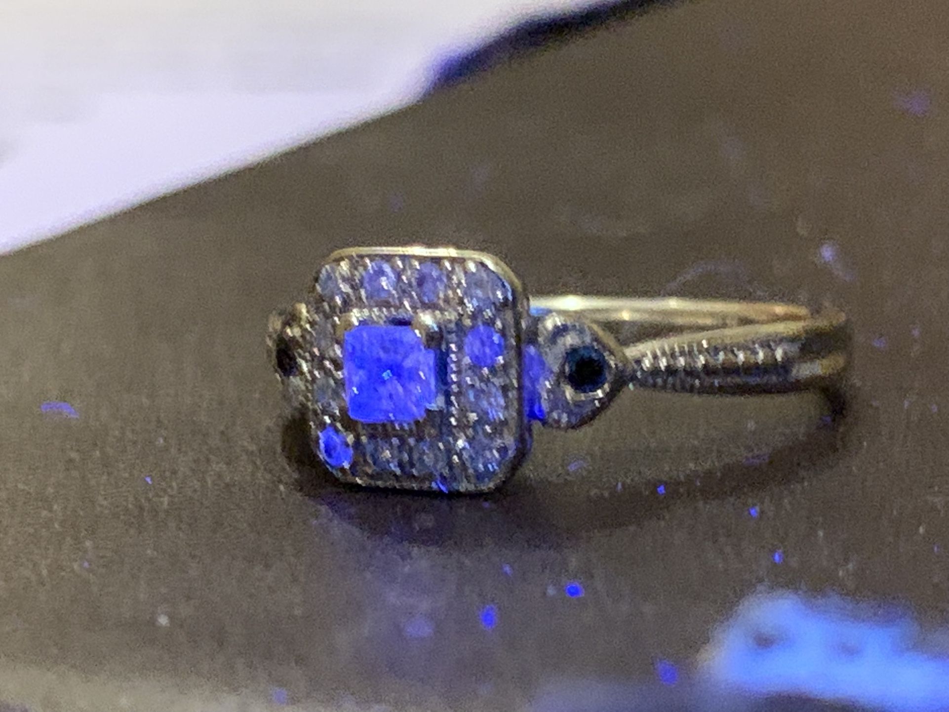 14k WG .53 TCW Natural Princess Cut Promise Ring