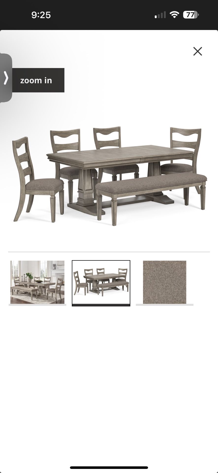 Lexorne Dining Table and 4 Chairs and Bench