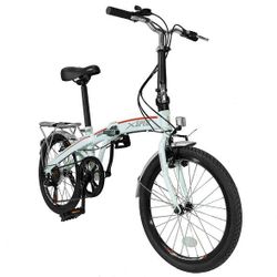20" WHITE 7 SPEED FOLDING SHIMANO COMPACT COMMUTER BIKE