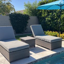 Catalina Chaise Set Of 2 Outdoor Patio Furniture With Side Table