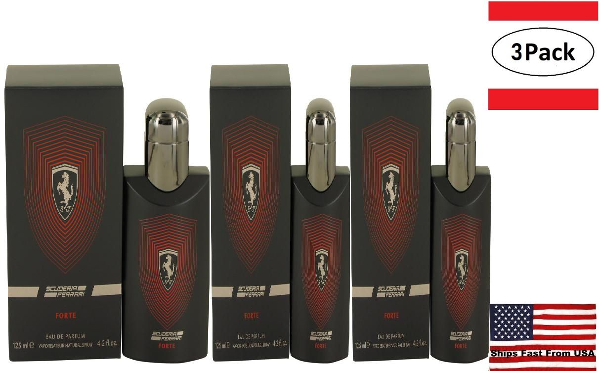 3 Pack Ferrari Scuderia Forte by Ferrari Eau De Parfum Spray 4.2 oz for Men