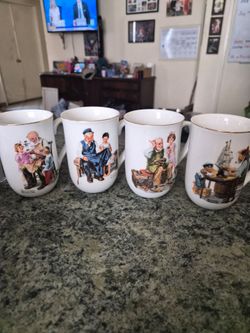 Set of 4 Norman Rockwell coffee cups!
