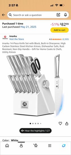 14-Piece Knife Set with Block, Built-in Sharpener