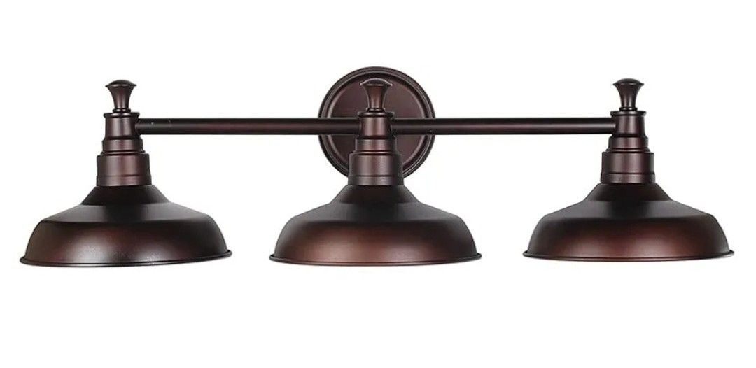 Design House 520320 Kimball Industrial Farmhouse 3-Light Indoor Bathroom Vanity Light with Metal Shades for Over the Mirror, Coffee Bronze
