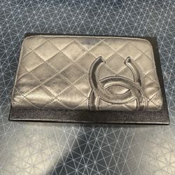 CHANEL Women's Leather CC Logo ZIPpurse Metallic Wallet