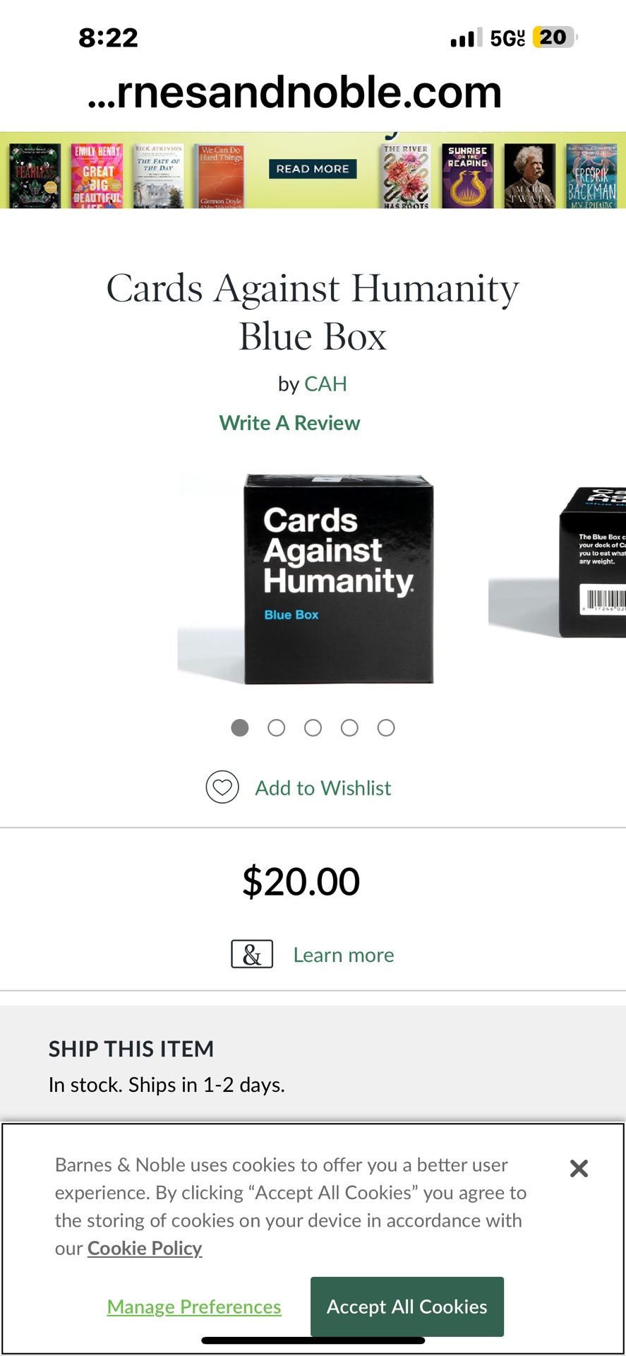 Cards Against Humanity Blue Box Expansion Pack