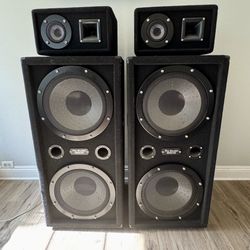 A pair of Pro Studio industrial sound pressure system floor standing speakers